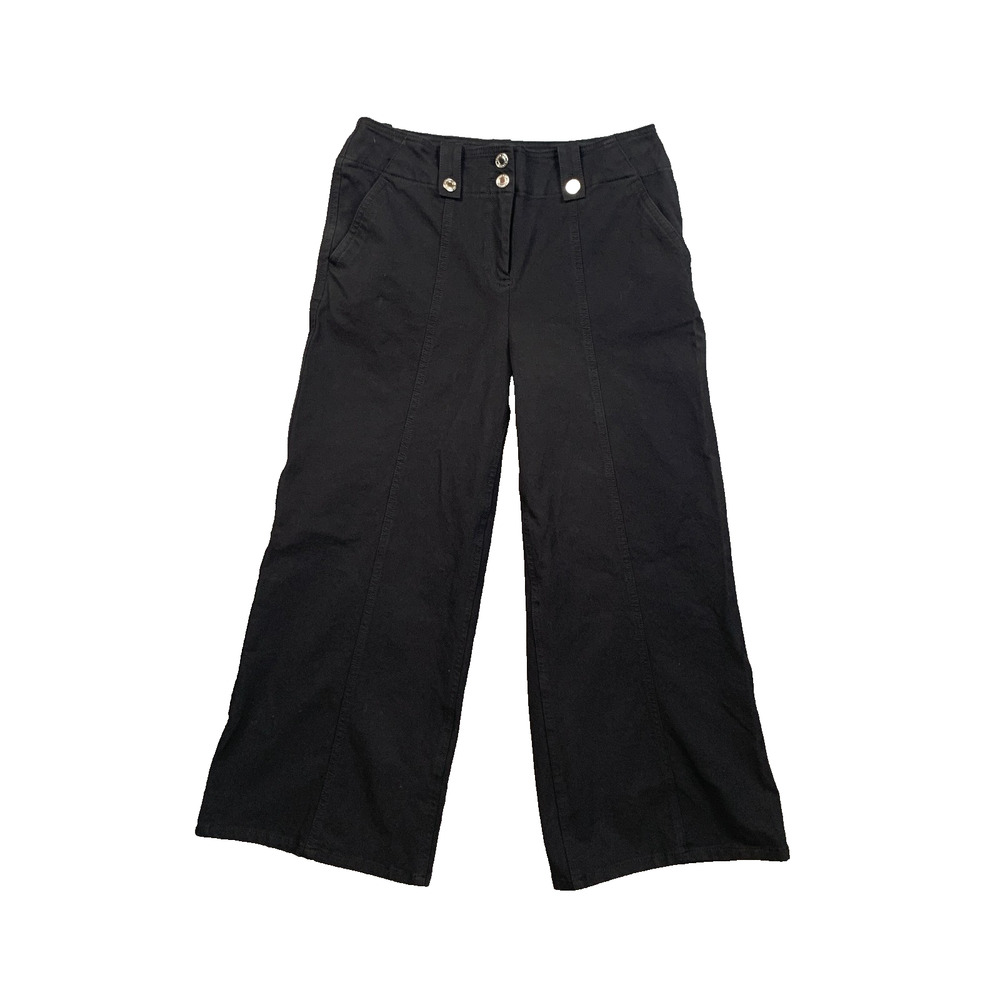 Derek Lam 10 Crosby Pants Women 10 Black Stacked Sailor Wide Leg Crop Trousers
